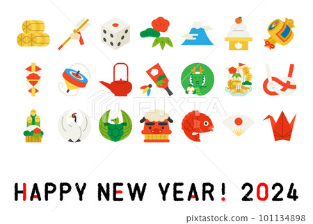 2024年新年賀卡模板圖標說明 2024年新年賀卡模板圖標說明 101134898