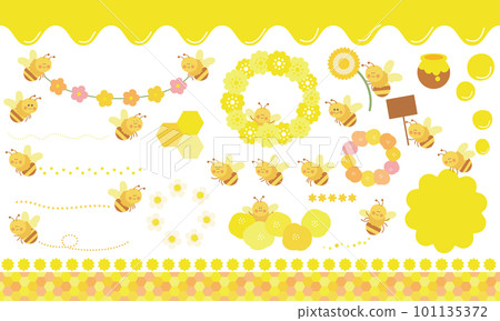 Cute bee frame border material set Cute bee frame border material set 101135372