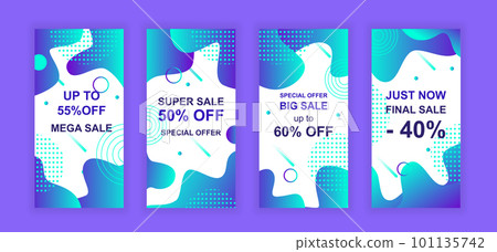 Advertising design social networks instagram stories. Set of sale web banner, poster, cover for online shopping, marketing, promo, discount products. Modern insta cover template. Vector illustration. Advertising design social networks instagram stories. Set of sale web banner, poster, cover for online shopping, marketing, promo, discount products. Modern insta cover template. Vector illustration. 101135742