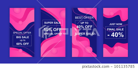 Advertising design social networks instagram stories. Set of sale web banner, poster, cover for online shopping, marketing, promo, discount products. Modern insta cover template. Vector illustration. Advertising design social networks instagram stories. Set of sale web banner, poster, cover for online shopping, marketing, promo, discount products. Modern insta cover template. Vector illustration. 101135785