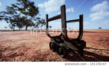 old rusted Mining cart in desert 101136147