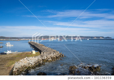 Viewing the opposite shore from calm Kuji Port (November) 101136359