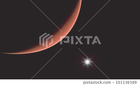 Amazing red planet Mars in deep stellar space 101136389