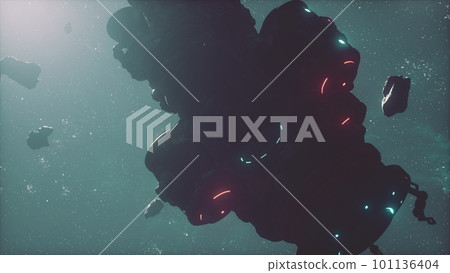 Futuristic concept of a spaceship in the dark universe Futuristic concept of a spaceship in the dark universe 101136404