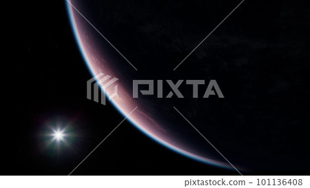 Planet earth globe view from space showing realistic earth surface Planet earth globe view from space showing realistic earth surface 101136408