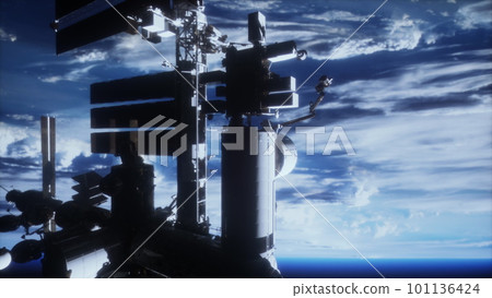International space station on orbit of Earth planet view from outer space 101136424