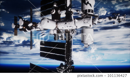 International Space Station Rotates Solar Panels In Outer Space 101136427