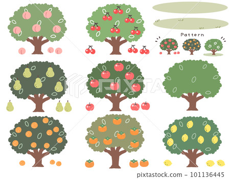 Set illustration of fruit trees without main line 101136445