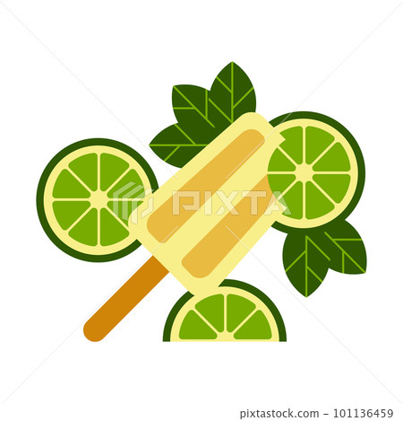 Lime ice cream on a stick. Frozen food. Lime ice cream on a stick. Frozen food. 101136459