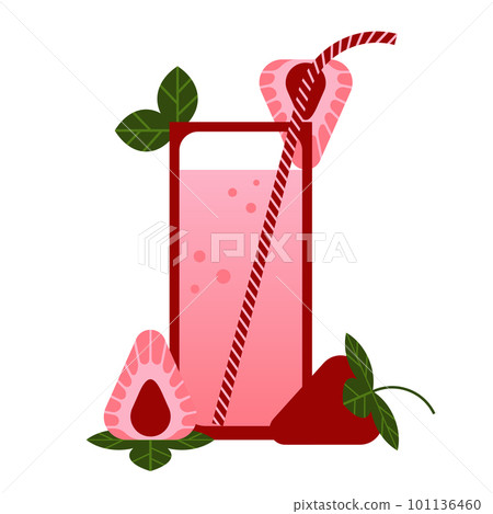Glass of strawberry juice. Healthy vitamin drink. Glass of strawberry juice. Healthy vitamin drink. 101136460