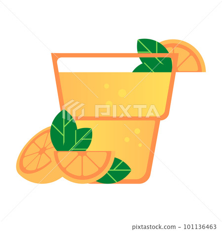 Glass of orange juice with orange slices. Healthy citrus drink. 101136463
