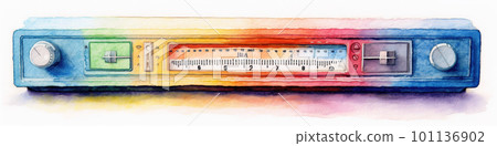 hi-fi radio tuner deck, concept watecolor banner illustration isolated on white, AI generative image 101136902
