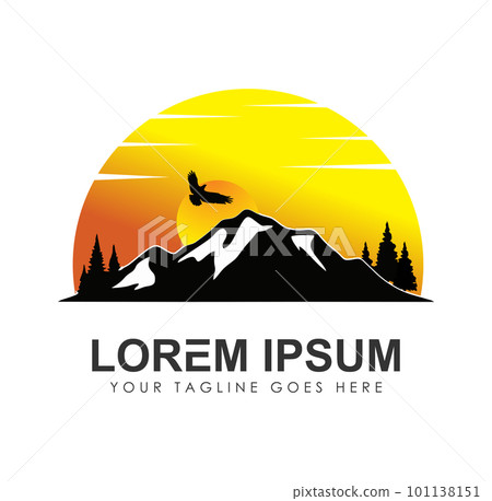 Mountains and Moon Sunset Scenery Logo 101138151