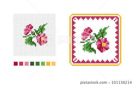 Pattern for floral embroidery. Cross stitch flower 101138214