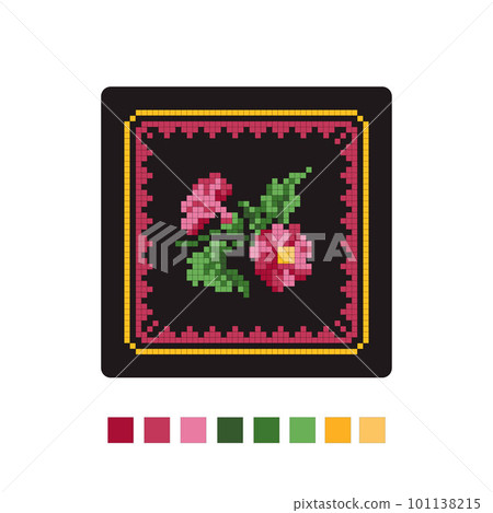 Cross stitch design with floral pattern 101138215