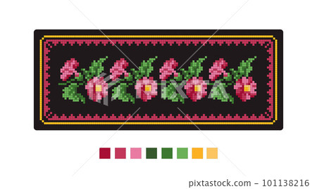 Cross stitch design with floral pattern 101138216