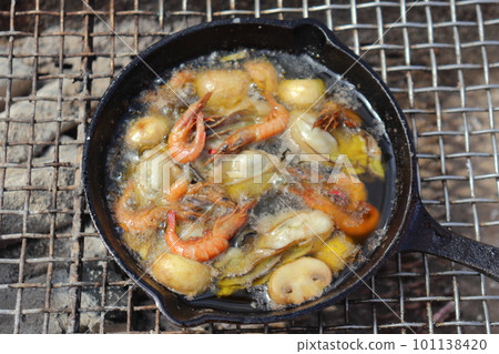 Charcoal-grilled Oyster Shrimp Ajillo Charcoal-grilled Oyster Shrimp Ajillo 101138420
