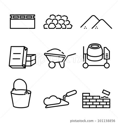 General equipment and materials for building walls. 101138856