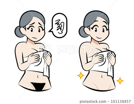 bikini waxing female cartoon character japanese style. 101138857