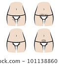 Lower half female body shape and bikini outline realistic for bikini waxing content. 101138860