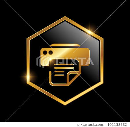 Golden Fax Printer Logo vector Icon 101138882