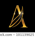 Golden Leaf Monogram Logo Initial Letter A 101139025