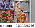 Gion Festival, the moment when a child is carried on a naginata-boko before departure 101139846