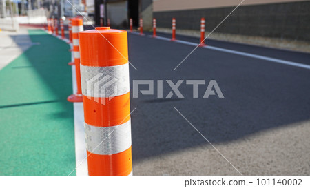 Lane separation marker installed for safety Lane separation marker installed for safety 101140002