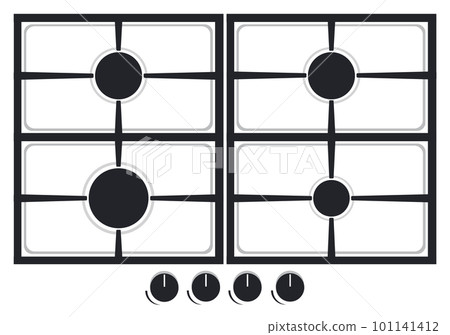 cooking surface of gas stove for kitchen vector illustration 101141412