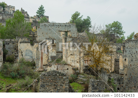 Abandoned Greek village in Turkey. Stone houses and ruins of Fethiye Kayakoy. Abandoned Greek village in Turkey. Stone houses and ruins of Fethiye Kayakoy. 101142433
