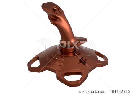 Realistic joystick for flight simulator with copper chrome texture on white 101142530