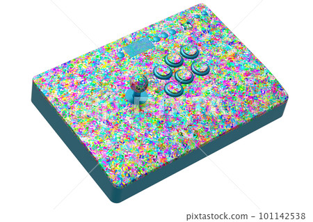 Vintage arcade stick with joystick with mosaic seamless pattern on white Vintage arcade stick with joystick with mosaic seamless pattern on white 101142538