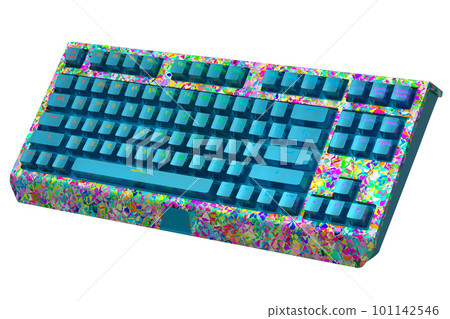 Realistic computer keyboard with seamless wavy pattern isolated on white Realistic computer keyboard with seamless wavy pattern isolated on white 101142546
