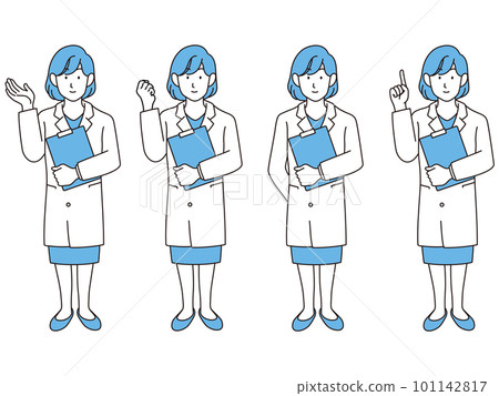 穿白大衣的女醫生線描插圖集 穿白大衣的女醫生線描插圖集 101142817