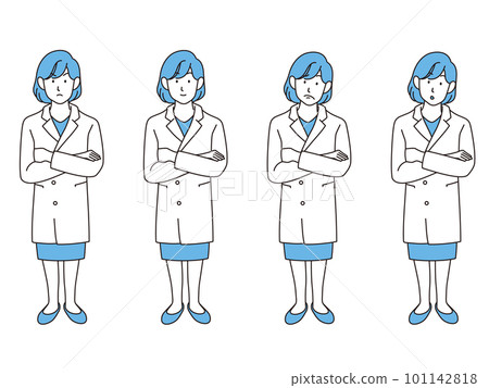 穿白大衣的女醫生線描插圖集 穿白大衣的女醫生線描插圖集 101142818