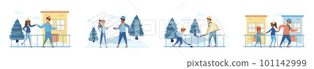 Hockey and skating sports activities bundle of scenes with people characters. Hockey and skating sports activities bundle of scenes with people characters. 101142999