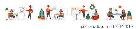 Corporate Christmas time bundle of scenes with people characters. 101143010