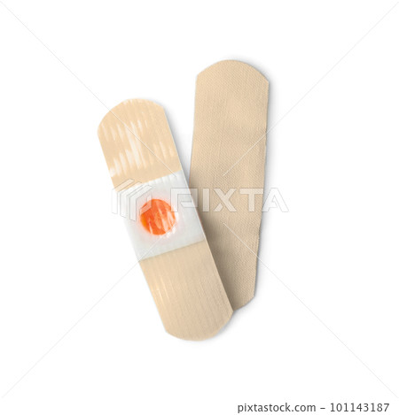 Medical sticking plasters isolated on white. First aid item 101143187