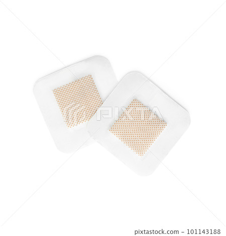 Medical sticking plasters isolated on white. First aid item Medical sticking plasters isolated on white. First aid item 101143188