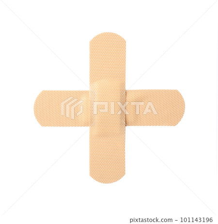 Medical sticking plasters isolated on white. First aid item Medical sticking plasters isolated on white. First aid item 101143196