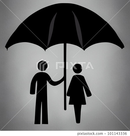 共用雨傘火柴人 101143336