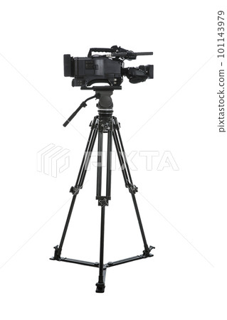 Modern professional video camera isolated on white 101143979