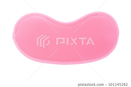 Pink sleeping eye mask isolated on white, top view. Bedtime Pink sleeping eye mask isolated on white, top view. Bedtime 101145262