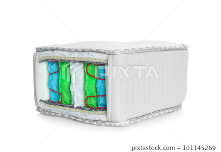 Sample of modern orthopedic mattress isolated on white Sample of modern orthopedic mattress isolated on white 101145269