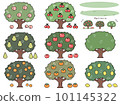 Color illustration of various fruit trees 101145322