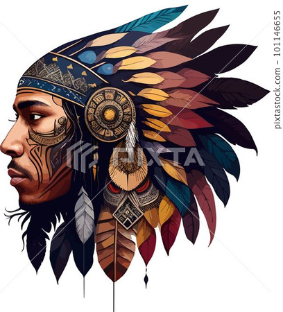 Brave Pencil Native Indian Vector Brave Pencil Native Indian Vector 101146655