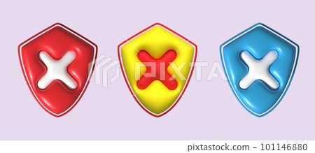 cross check mark icon button and no or wrong symbol on reject cancel sign button . rendering 3D. 101146880