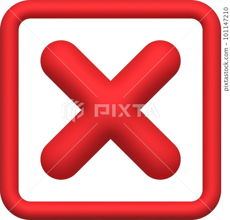 cross check mark icon button and no or wrong symbol on reject cancel sign button . rendering 3D. 101147210