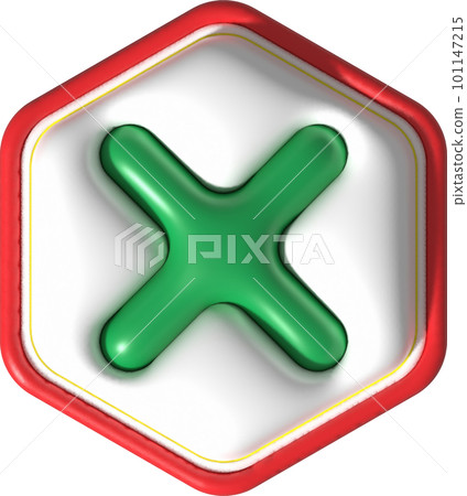 cross check mark icon button and no or wrong symbol on reject cancel sign button . rendering 3D. cross check mark icon button and no or wrong symbol on reject cancel sign button . rendering 3D. 101147215