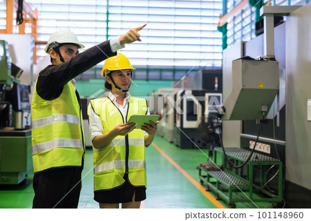 Factory manager point finger to command microchip machine 101148960